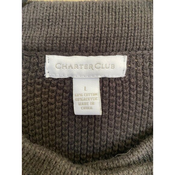 Charter Club Womens Black Double-Breasted Sweater Jacket Button Large Cotton - Picture 4 of 6